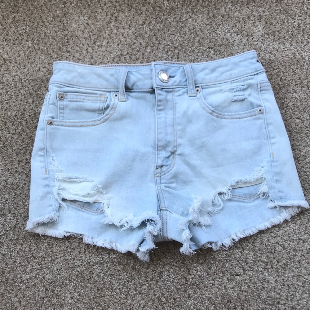 light wash jean shorts